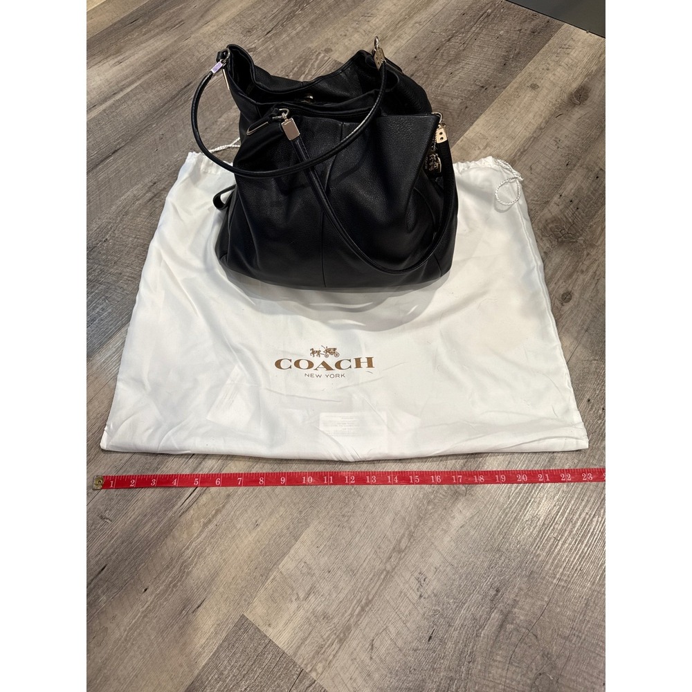 COACH Black Leather Satchel Shoulder Bag Designer Handbag Purse - Picture 10 of 17